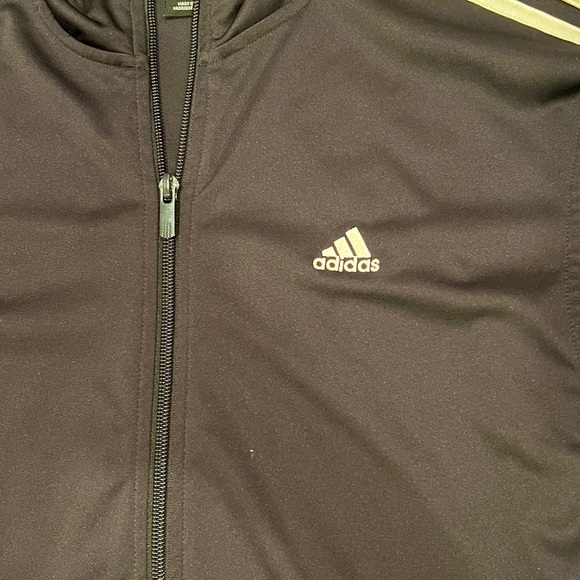 NWOT MENS ADIDAS BLACK/WHITE FULL ZIPPER TRICOT JACKET SIZE MEDIUM - Picture 5 of 5